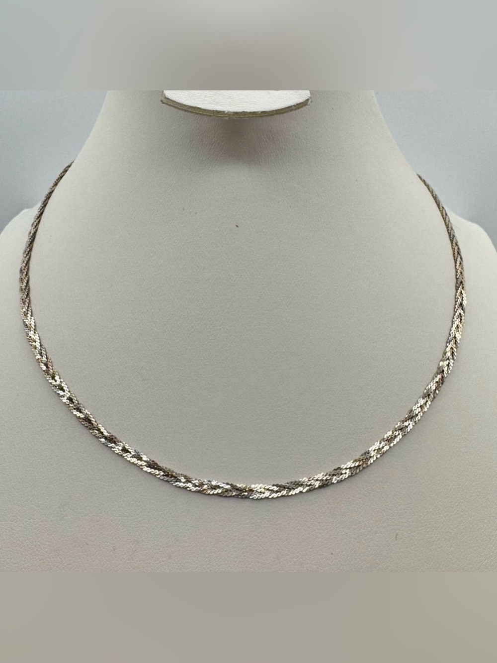 Elegant Vior Sterling Silver Multi Strand Woven Chain Necklace 15.5”